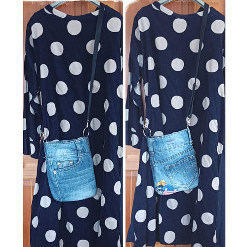 デニムリメイクスマホショルダー スマホポシェット