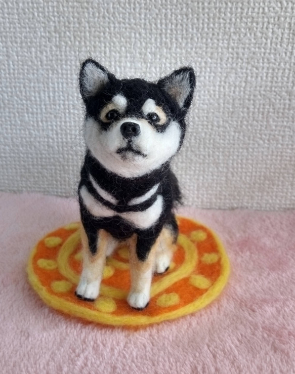 羊毛フェルト　黒柴ちゃんお座り　柴犬 3枚目の画像