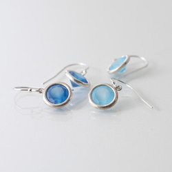 【LIGHT BLUE】Frost CZ Fook Pierced Earrings/ SV925 ≪送料無料≫ブルー 9枚目の画像