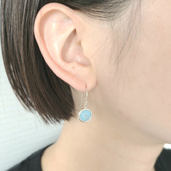 【LIGHT BLUE】Frost CZ Fook Pierced Earrings/ SV925 ≪送料無料≫ブルー 3枚目の画像