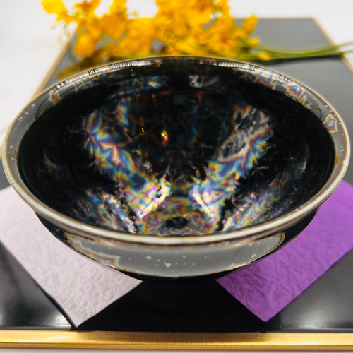清水焼 星結晶 天目型抹茶茶碗（黒） 茶碗・めし碗 京焼・清水焼窯元