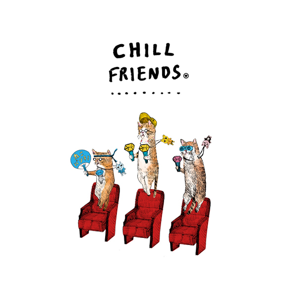 「CHILL FRIENDS_推し活するネコたち」アーバントートバッグ/送料無料 6枚目の画像