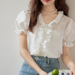 ★大人可愛い★【HERMES】パルフロワ刺繍Tシャツ袖フリル Tシャツ 《パルフロワ・リミックス》プリント | Hermès