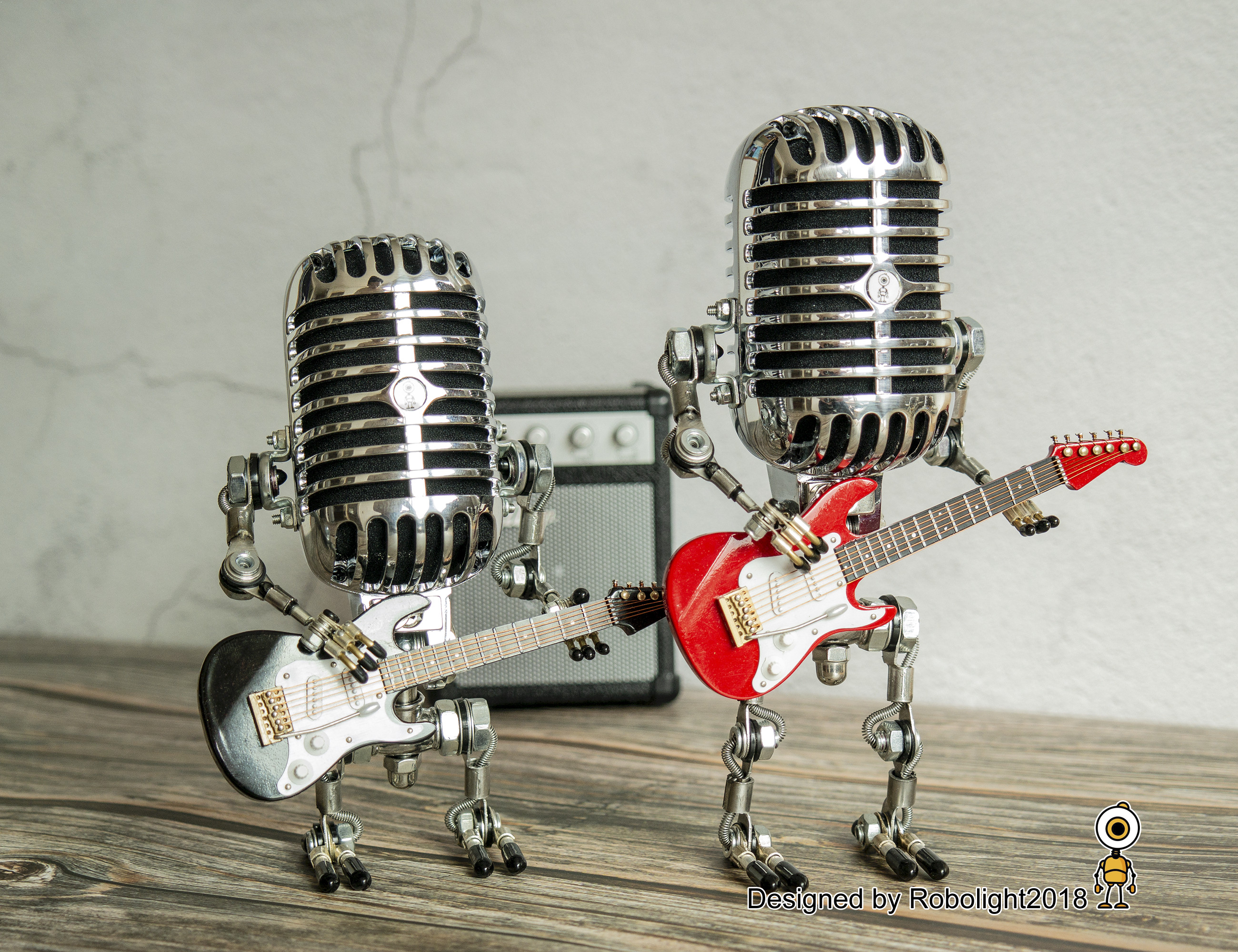 レトロ マイク ロボット タッチスイッチランプ