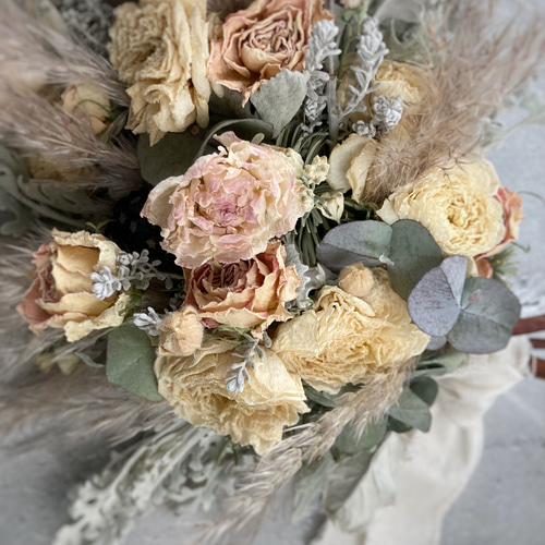 nuance color ドライフラワーハーフリース。・°°