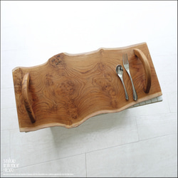 チーク無垢材 サービングトレイN06 お盆 一枚板トレー 大型トレイ 天然木トレイ プリミティブ チークトレイ 三大銘木 7枚目の画像