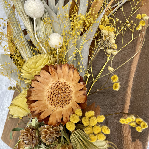 ドライフラワー】ウッドボード ドライフラワー壁掛け グレビリア