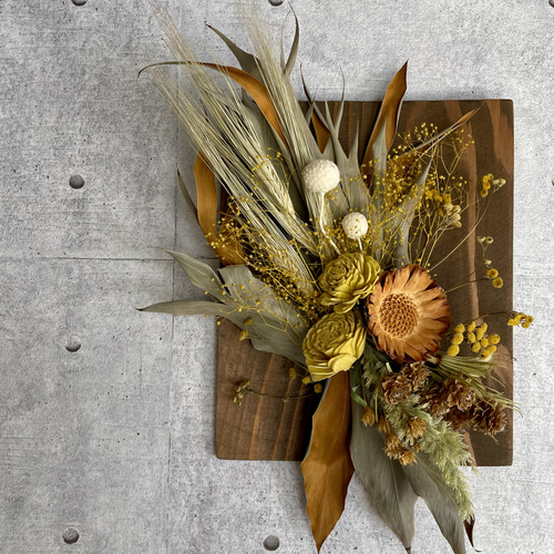 ドライフラワー】ウッドボード ドライフラワー壁掛け グレビリア