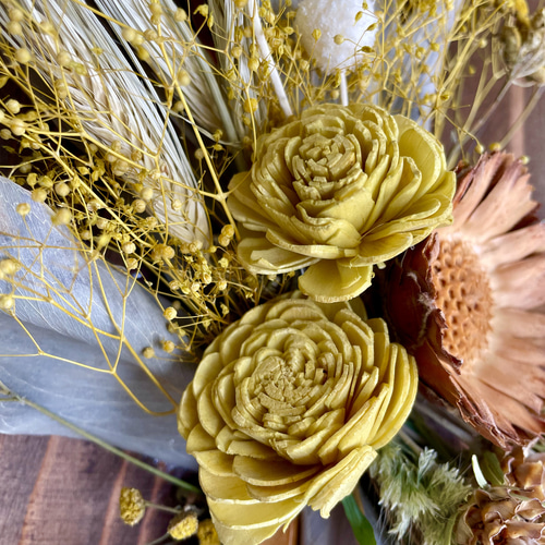 ドライフラワー】ウッドボード ドライフラワー壁掛け グレビリア