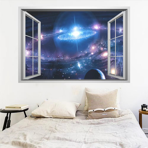 ウォールステッカー SH45 3D窓 宇宙専用 惑星 インパクト DIY 壁紙