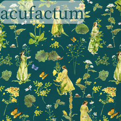 74×100cm★acufactum Meadow Queens　ドイツ輸入生地 　アクファクトゥム　綿100％　緑 1枚目の画像