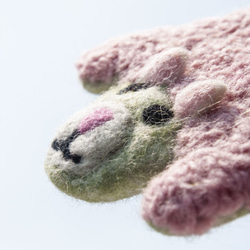クリスマス 交換ギフト 母の日ギフト 森の羊毛フェルトコースター アニマルコースター - 立体羊風 ピンク クリスマス 交換ギフ 2枚目の画像