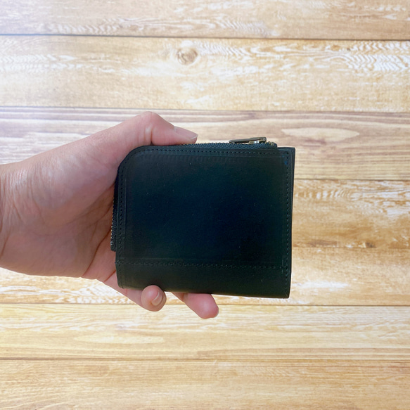 二つ折スマート財布　イタリアンレザー　ブラック 2枚目の画像