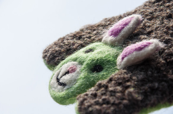 クリスマス交換ギフト 母の日ギフト 森の羊毛フェルトコースター アニマルコースター - 立体羊風グリーン クリスマス交換ギフト 4枚目の画像