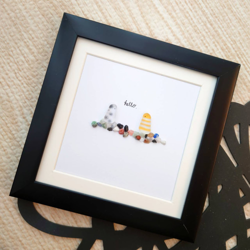 シーグラスアート『なかよしチンアナゴ』シーストーン 立体