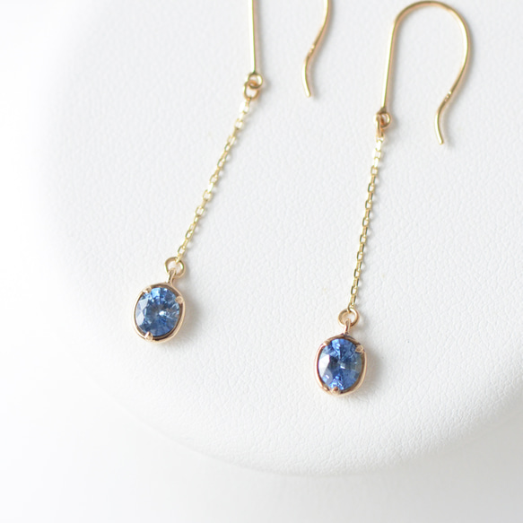 ゴールデンサファイア1ctピアス、ダイヤ0.4ct、ハートシェイプ