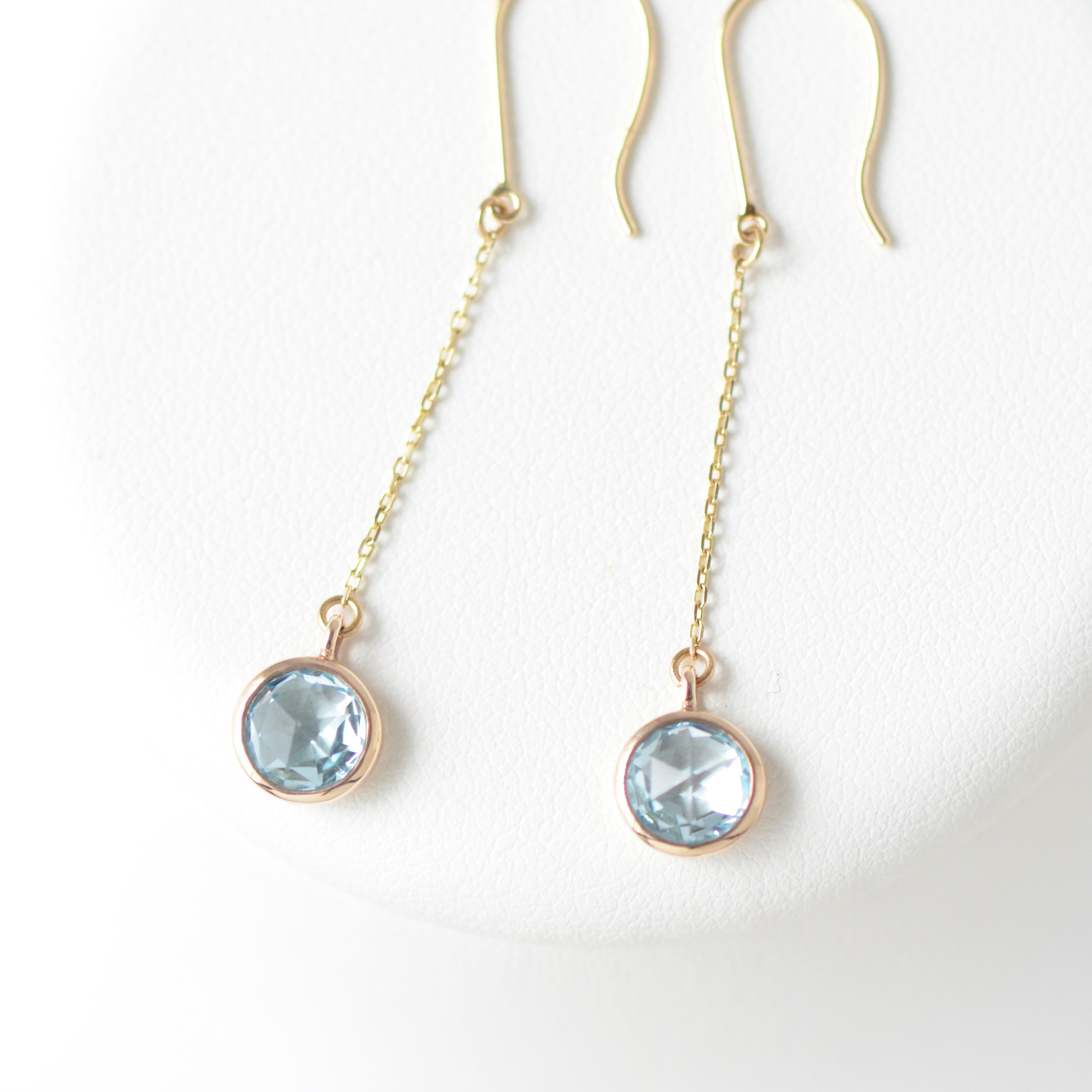 ブルートパーズのふくりんロングピアス｜K10YG｜SNP-048BT