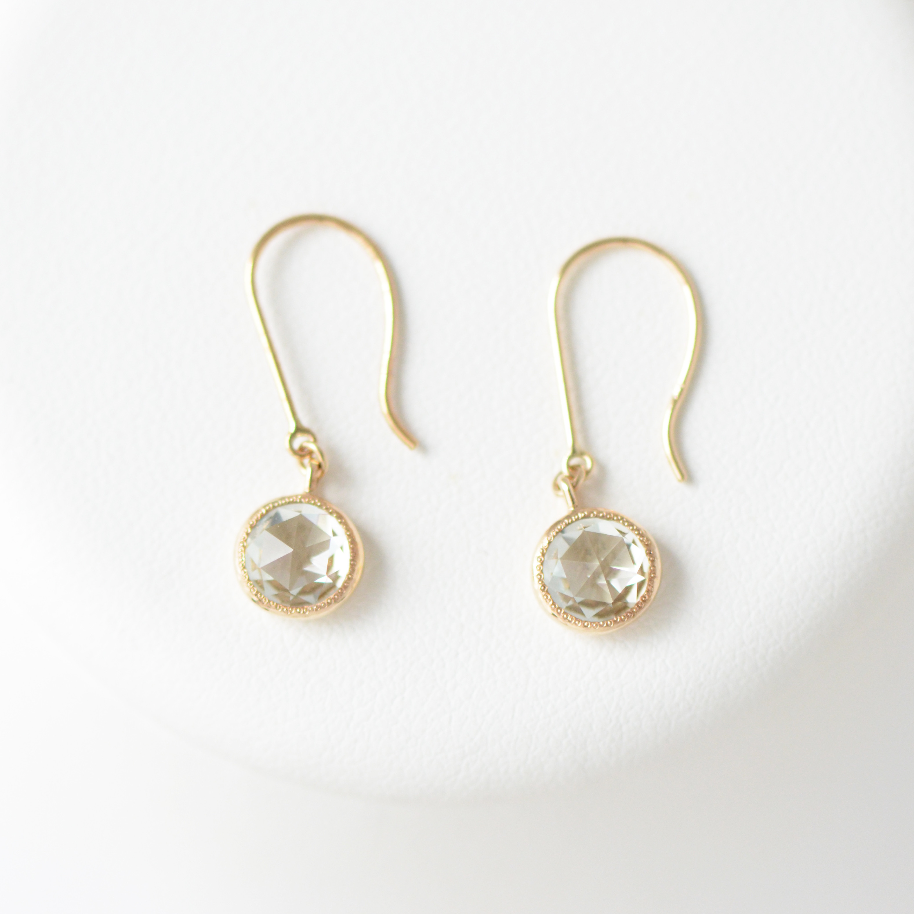 グリーンクォーツのふくりんピアス｜ミル打ち入り｜K10YG｜SNP-008GQ