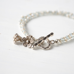 -Pearl・Aquamaline- double bracelet 1枚目の画像