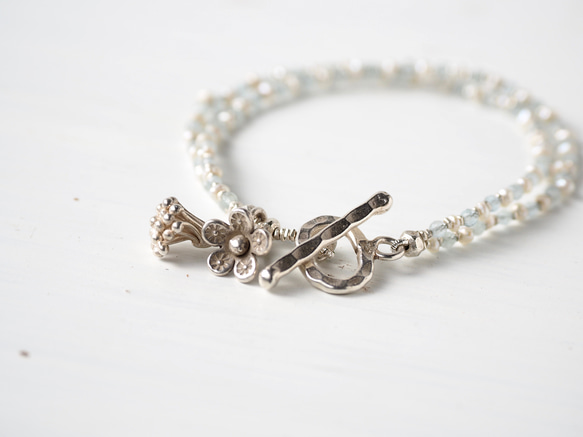 -Pearl・Aquamaline- double bracelet 1枚目の画像