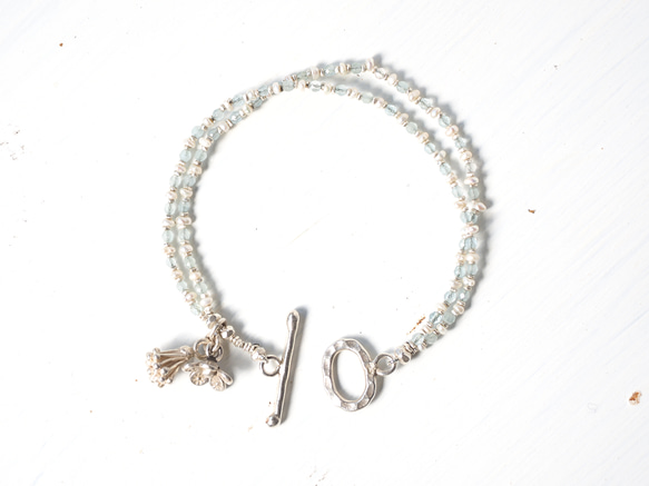 -Pearl・Aquamaline- double bracelet 3枚目の画像