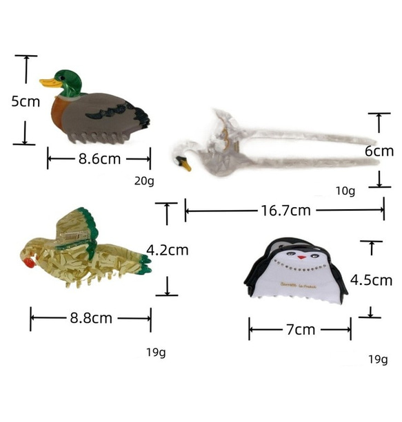 鳥酢酸ヘアクリップロビンキャッチクリップツバメプレートヘアクリップ白鳥サメクリップヘアアクセサリー 20枚目の画像