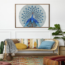 NO.440】青色の孔雀のイラストアートポスター☆ピーコック絵画