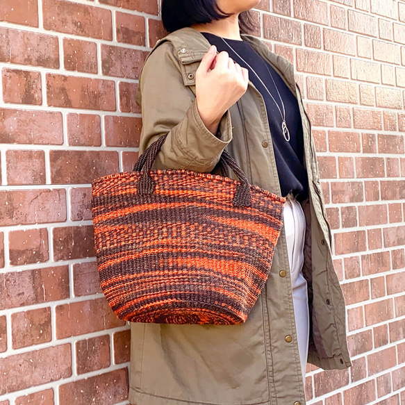 ドラゴン 天然素材 ダークブラウン かごバッグ すきほこ様専用