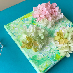 原画アート『優しさと可愛らしさが溢れる紫陽花キャンバス』S size プレゼント　インテリア　御祝い　 4枚目の画像