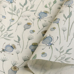 150×50cm★ ドイツ　acufactum　ホワイトポピー　輸入生地　アクファクトゥム 白　青　綿100％　水色 4枚目の画像