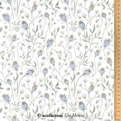 150×50cm★ ドイツ　acufactum　ホワイトポピー　輸入生地　アクファクトゥム 白　青　綿100％　水色 5枚目の画像