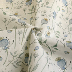 150×50cm★ ドイツ　acufactum　ホワイトポピー　輸入生地　アクファクトゥム 白　青　綿100％　水色 6枚目の画像