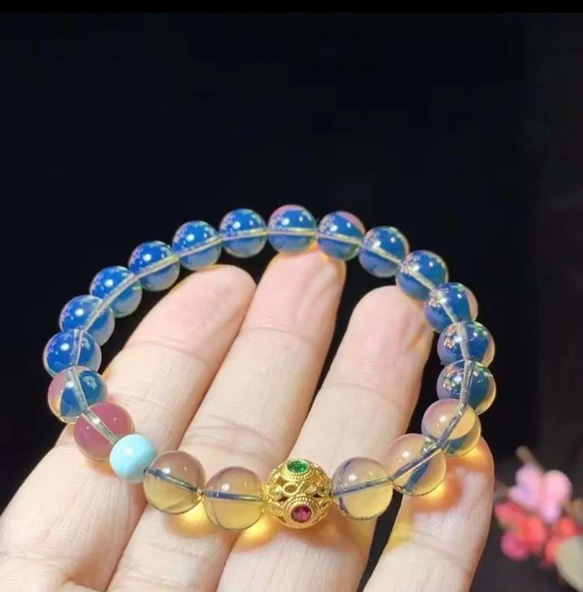 k18 ドミニカ産 天然 ブルー アンバー ブレスレット ブレスレット  