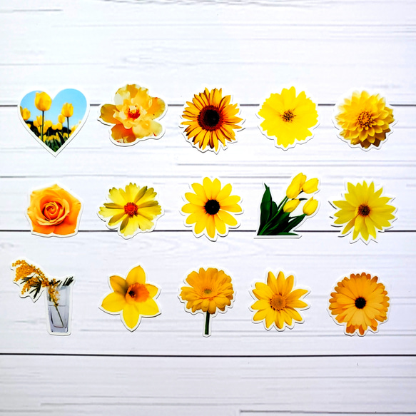 フレークシール 花 フラワー flower 黄 yellow 2枚目の画像