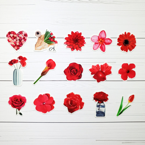 フレークシール 花 フラワー flower 赤 red シール・ステッカー sc  