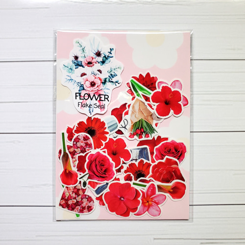 フレークシール 花 フラワー flower 赤 red シール・ステッカー sc  