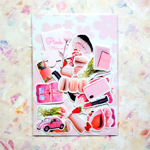 フレークシール ピンク  透明 シール 4枚目の画像