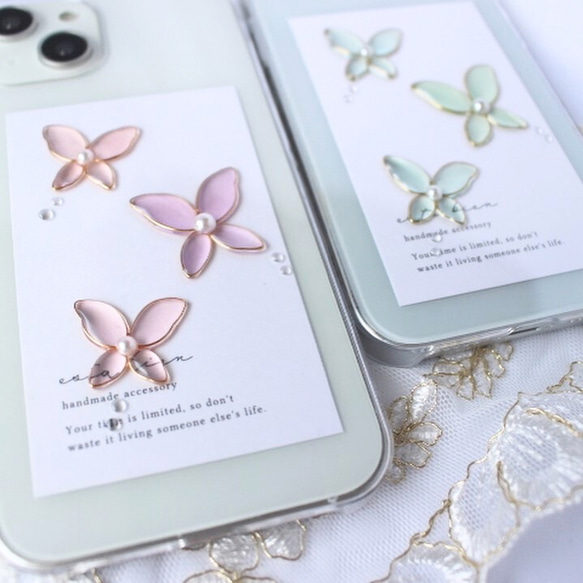 色が選べる　clear butterflyのスマホケース　全機種対応　iPhoneケース 花柄 韓国　 3枚目の画像