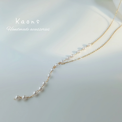 Y字 スワロフスキー パールネックレス 華奢 オフィス 可愛い シンプル