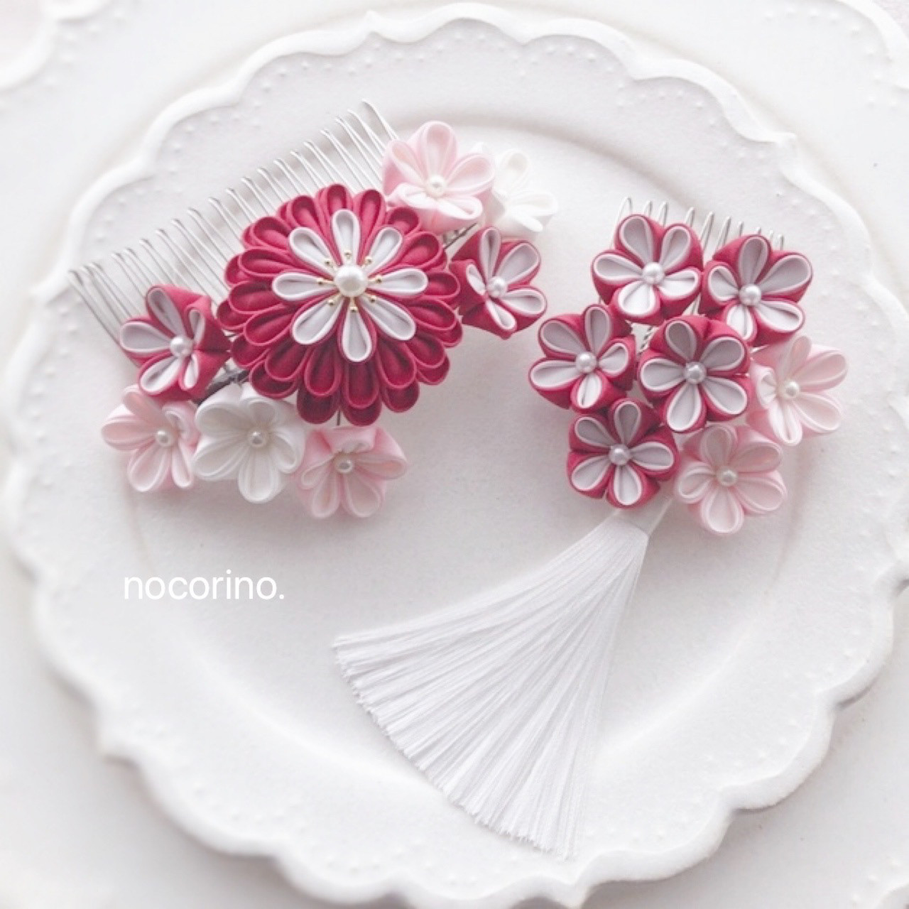 つまみ細工髪飾り　成人式　卒業式　七五三　ウエディング　白無垢　和装ヘア