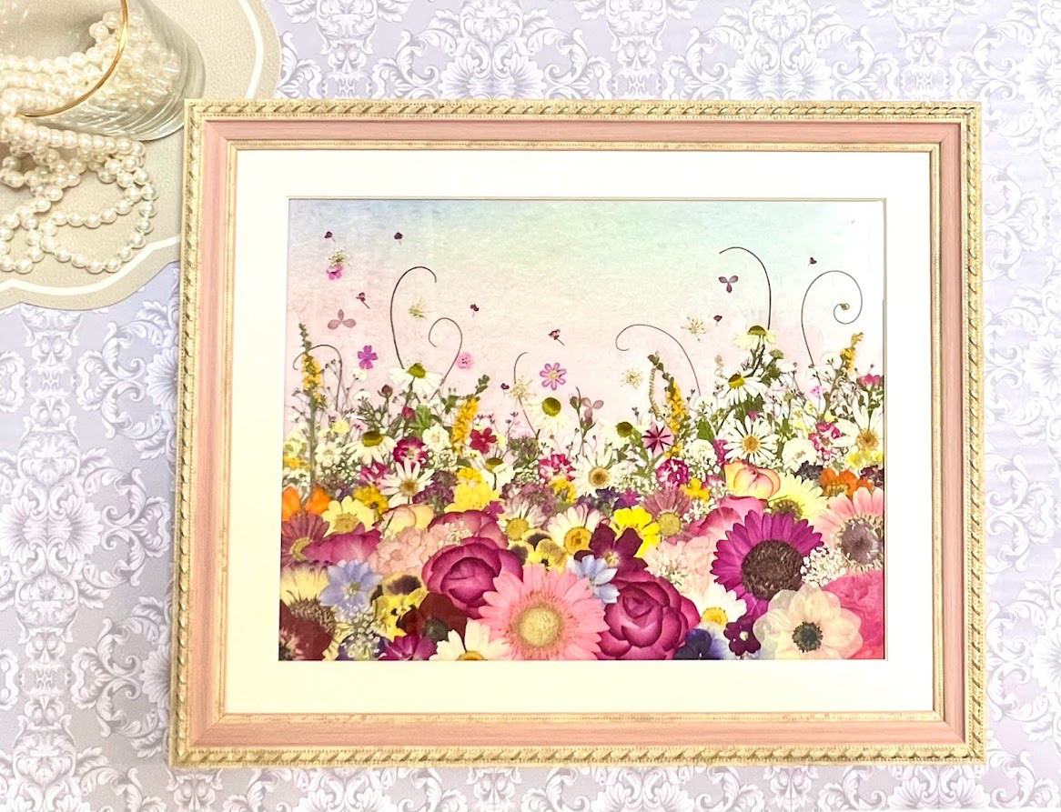 花乙女コレクション【押し花額　阿部とも　押し花・切手風】 花乙女コレクション【押し花額 阿部とも 押し花・切手風