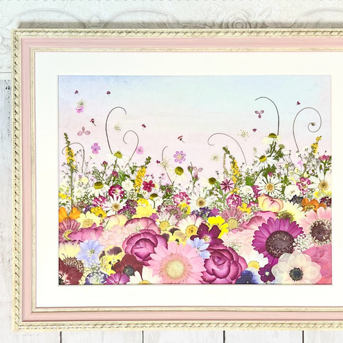 豪華！青空に向かって花舞の押し花アート額 02 その他アート