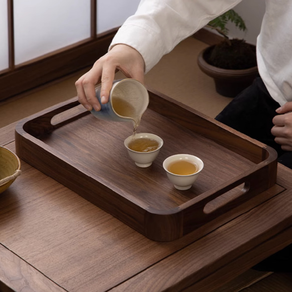 取っ手付のトレー 木製 幅39.5cm 送料無料 キッチン雑貨 カフェ
