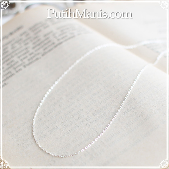 極細スキンジュエリー（線幅0.8mm)4面カットアズキシルバーチェーン・silver925（00na8-si) 1枚目の画像