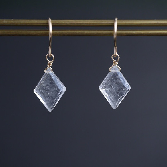 Creema限定　氷のようなフロストクリスタルのダイヤピアス　14kgf / サージカル /イヤリング　宝石質　透明感　 5枚目の画像