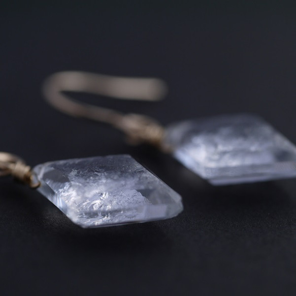 Creema限定　氷のようなフロストクリスタルのダイヤピアス　14kgf / サージカル /イヤリング　宝石質　透明感　 3枚目の画像