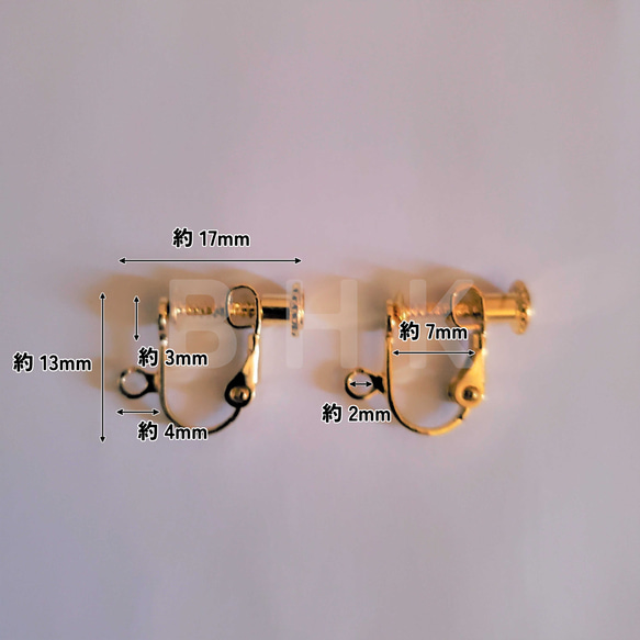 【送料無料】[10個/5ペア~] ネジバネ式イヤリング 平皿カン付き ゴールド / シルバー No.E231 2枚目の画像