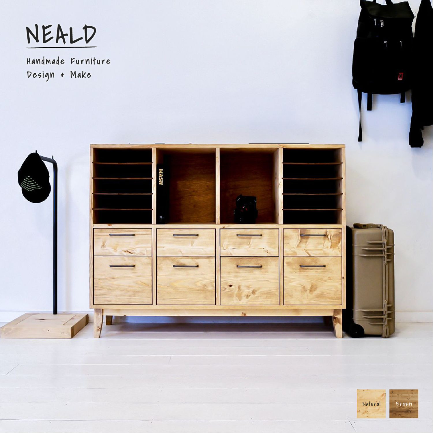 [送料無料] 無垢 ランドセルラック カップボード 食器棚 キャビネット w124 [受注製作] S-16