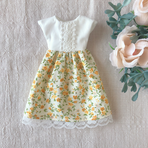 22cmドール用 選べる3カラー小花柄ワンピース リカちゃん 服