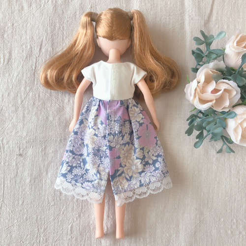 22cmドール用 大人ボタニカルなネイビーワンピース リカちゃん 服